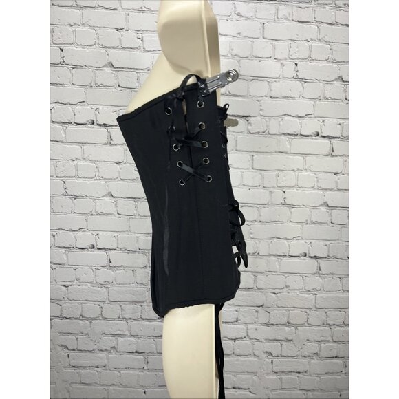 Timeless Trends Black Lace Up Wool OverBust Corset Hourglass Silhouette 28 M - Picture 10 of 11